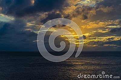 A view of the sunset approaching Fort Lauderdale, Florida Stock Photo