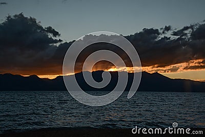 Vibrant Sunset at Lake Tahoe Stock Photo