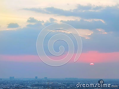 View of sunset in the sky with landscape to cityof Thailans Stock Photo