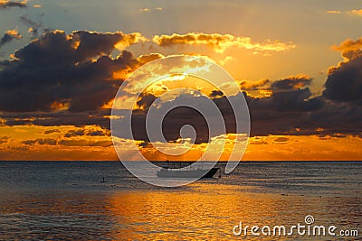 View of sunset in a tropical island in Fiji Stock Photo