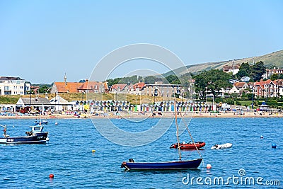 View of Swanage beach and town. Editorial Stock Photo