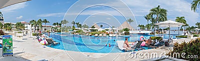 View of swimming pool at Moon palace resort, Cancun Editorial Stock Photo