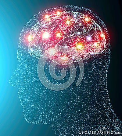 View of the synapses. Brain connections. Neurons and synapses. Communication and cerebral stimulus. Neural network circuit Stock Photo