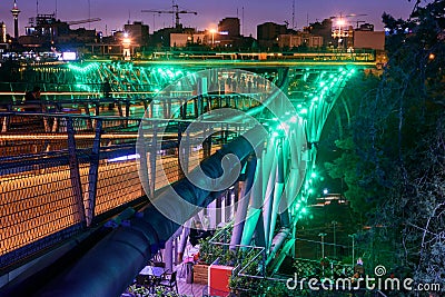 View of Tabiat Bridge at night in Tehran. Iran Editorial Stock Photo