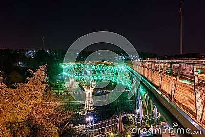 View of Tabiat Bridge at night in Tehran. Iran Editorial Stock Photo