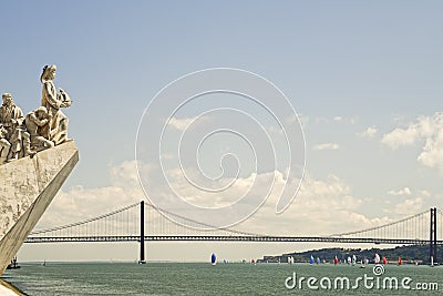 View of Tagus river from monument of the discoveries Editorial Stock Photo