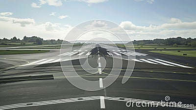 View of a taxiway intersection with precise angles and curves designed to efficiently guide aircraft to and from runways Stock Photo