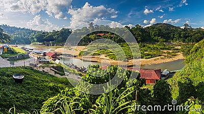 View of Tembeling river in Kuala Tahan village, Taman Negara national park, Malays Stock Photo