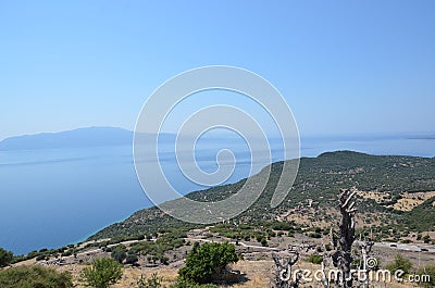 In view of the temple of Athena in Assos, Canakkale, Turkey Stock Photo