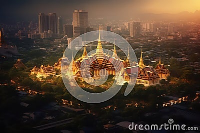 View of the temple of heaven Bangkok, Thailand With Ai Generated Stock Photo