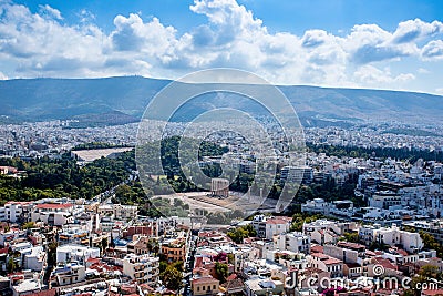 View of The Temple of Olympian Zeus from ACROPOLIS, Athens, Greece Stock Photo