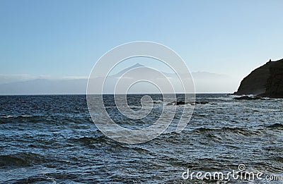 View of Tenerife island from La Caleta beach, Stock Photo