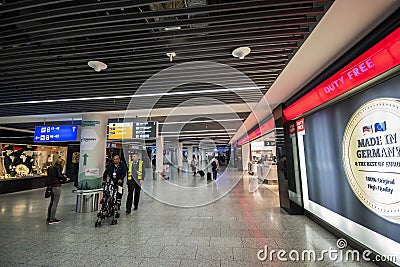 View of the Terminal 1 at Frankfurt INTL Airport (FRA Editorial Stock Photo