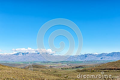 View from Theronsberg Pass towards Ceres valley Stock Photo