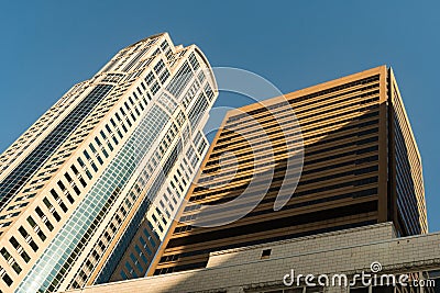 View of the 1201 Third Avenue Seattle skyscraper also known as Washington Mutual Tower in Seattle. Stock Photo