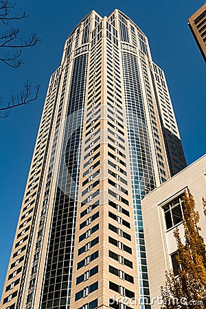 View of the 1201 Third Avenue Seattle skyscraper also known as Washington Mutual Tower in Seattle. Stock Photo