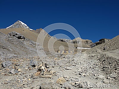 View Of The Thorung Phedi High Camp Stock Photo