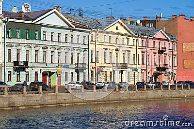 A view of three ancient mansions , Saint Petersburg Editorial Stock Photo