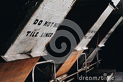 Do Not Hit Tile Lined - Abandoned Hickling Power Station - Corning, New York Stock Photo