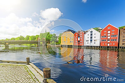 View on three main landmarks Trondheim, Norway Stock Photo