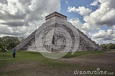 View of three quarters of the Pyramid of Chichen Itza 8 Editorial Stock Photo