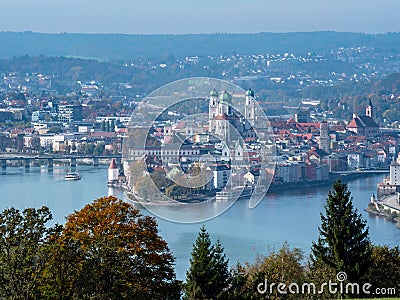 View of the three-river city of Passau in Bavaria Stock Photo