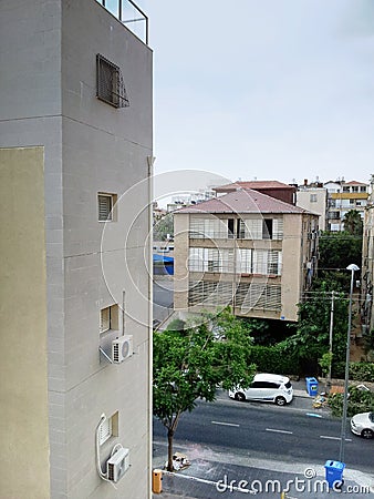 View on three-storey residential house Stock Photo