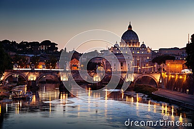 View on Tiber and St Peter Basilica Stock Photo