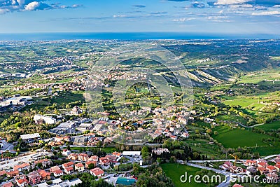 View from Titano mountain, San Marino at neighborhood Stock Photo