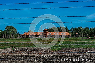 View to Birkenau Commandant`s Office and housing for SS man Editorial Stock Photo