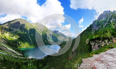 View to Black Pond from Tatras Stock Photo