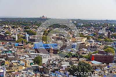 View to the blue town from the Mehrangarh Fort in Jodhpur, Rajasthan Stock Photo