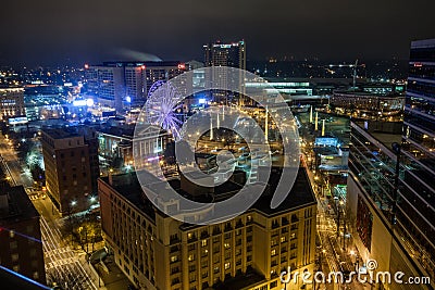 View to CNN Center headquarter and Omni Hotel Editorial Stock Photo