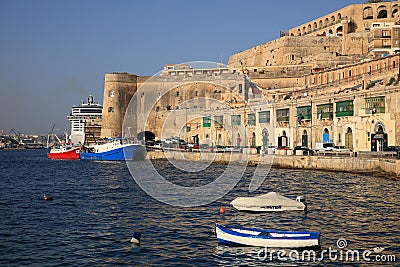 View to the Cruise Ship Terminal at Old Town of Valletta. Malta Editorial Stock Photo