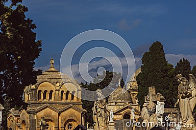 View to crypt and graves on Addolorata cemetery Stock Photo