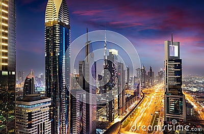 View to the financial district and downtown area of Dubai, UAE Stock Photo