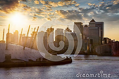 View to the financial district of London, Canary Wharf, United Kingdom Stock Photo