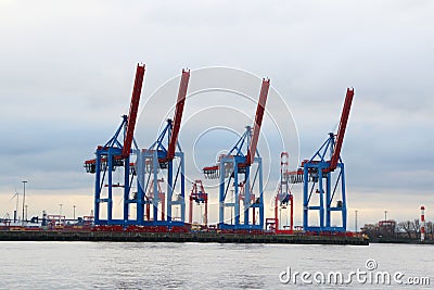 View to Hamburg port from Docklands Editorial Stock Photo