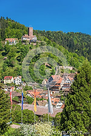 View to the historical castle in Bad Liebenzell Stock Photo