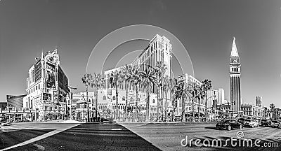view to hotels and casinos at the Strip in daytime with neon advertising Editorial Stock Photo