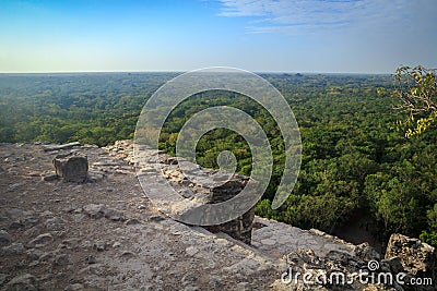 View from the top of Nohoch Mul pyramid in Coba Stock Photo