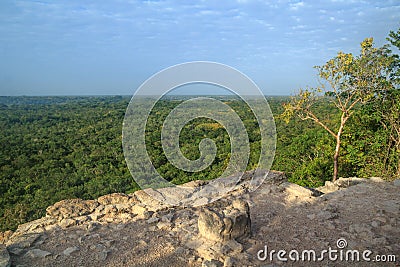 View from the top of Nohoch Mul pyramid in Coba Stock Photo