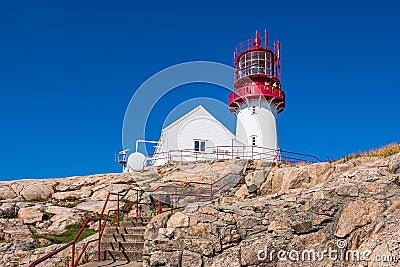 View to the lighthouse Lindesnes Fyr in Norway Stock Photo