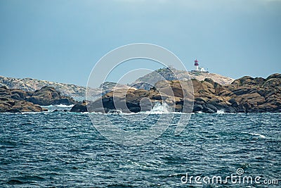 View to the lighthouse Lindesnes Fyr in Norway Stock Photo