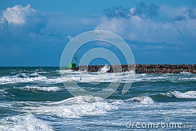 View to the mole of Hirtshals in Denmark Stock Photo