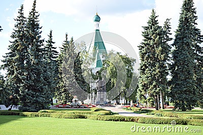 The monument against the background church Editorial Stock Photo