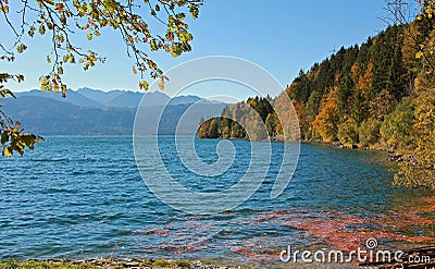 View to mountain lake walchensee, bavaria Stock Photo