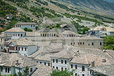 A view to the old city of Gjirokaster, Albania Editorial Stock Photo