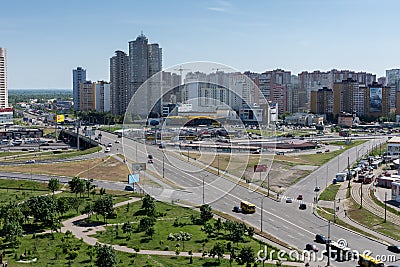View to the park Pozniaky and the road to Boryspil Editorial Stock Photo