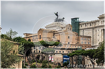 A view to the part of Forum and Altar of the Fatherland in Rome, Italy Editorial Stock Photo